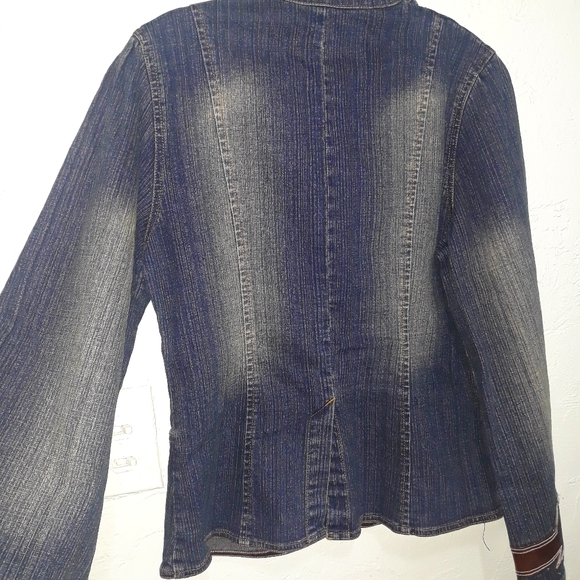 2 piece Stretch Denim Pants suit with faux leather - Picture 4 of 7